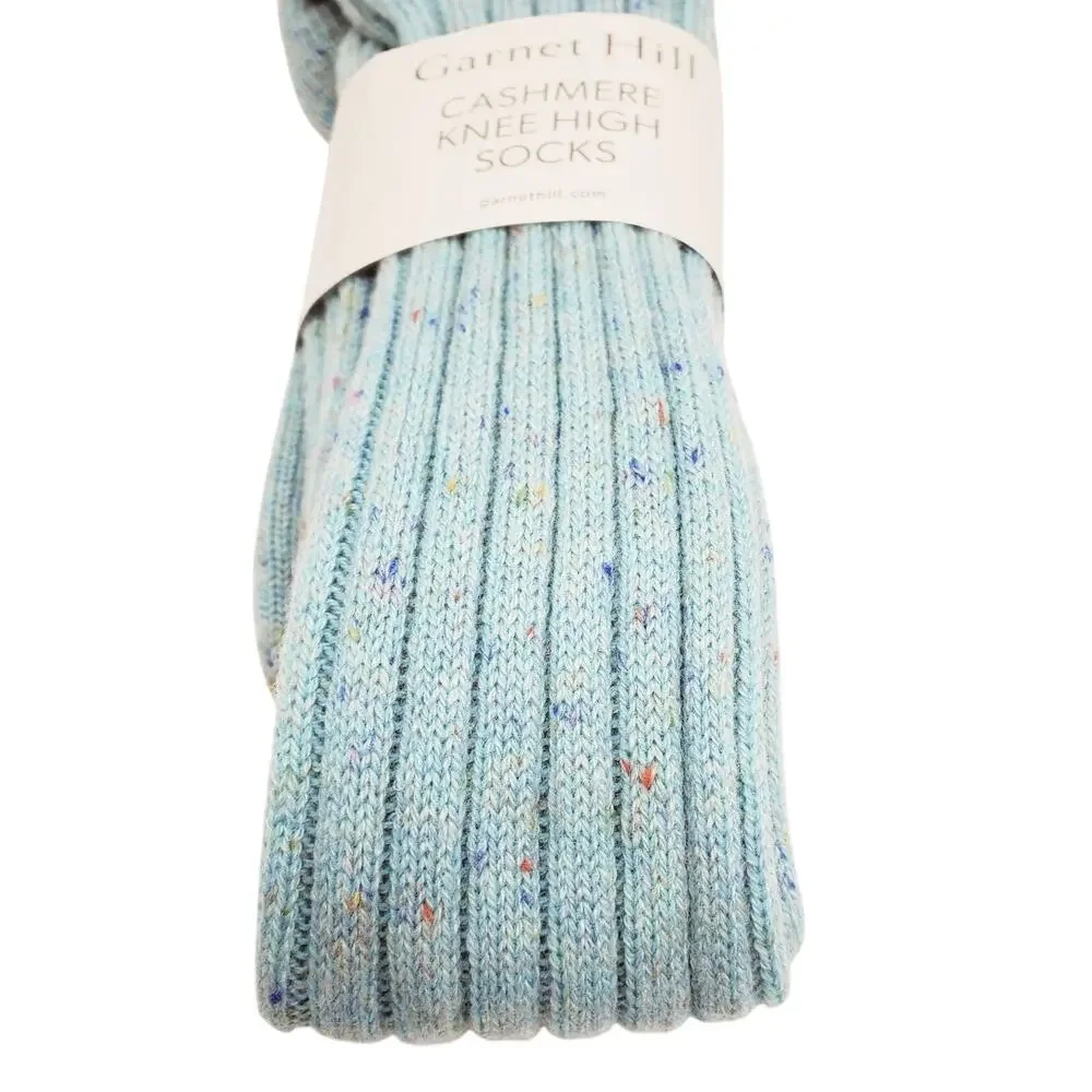 NWT Garnet Hill Socks Knee High 9-11 Aqua Sprinkle 82% Cashmere‎ Warm Holiday